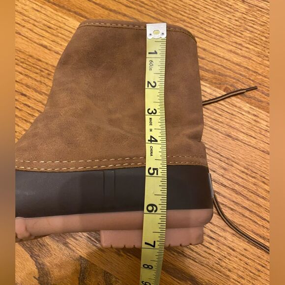 Marley Lilly Brown Base Gingham Lining Side Tie Duck Boots - Picture 8 of 9